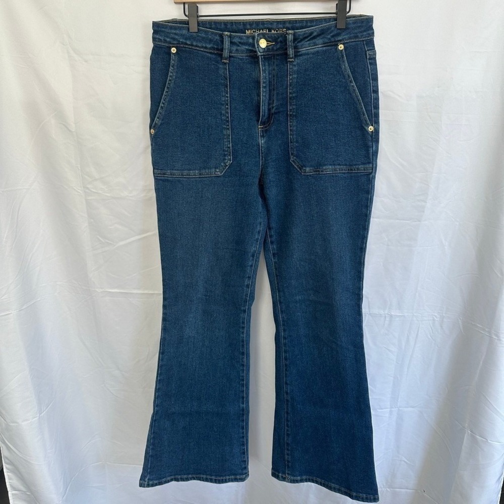 Michael Kors Selma Flare leg Higher-Rise Slim through Hip and Thigh Jeans Size10